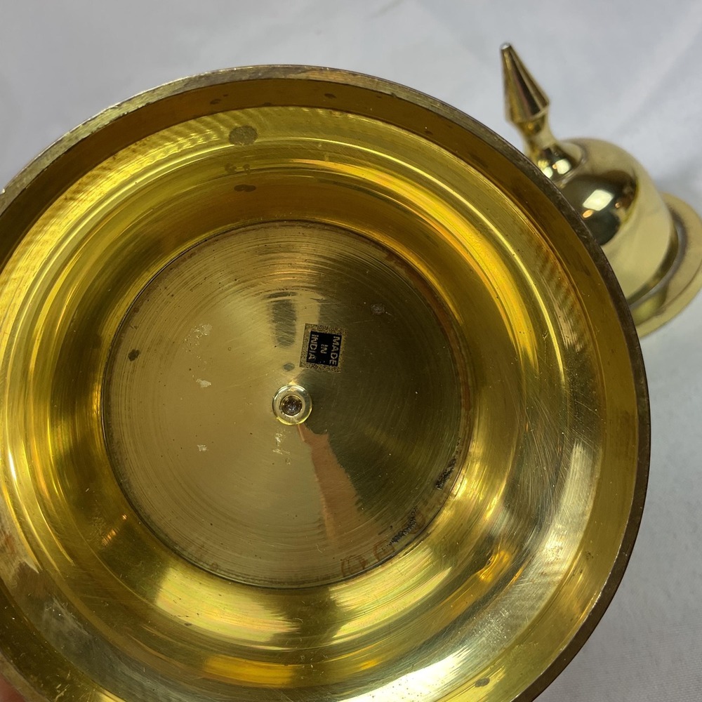 Vintage Solid Brass Ginger Jar Urn 12" Lidded Vase India Hollywood Regency - Picture 8 of 11